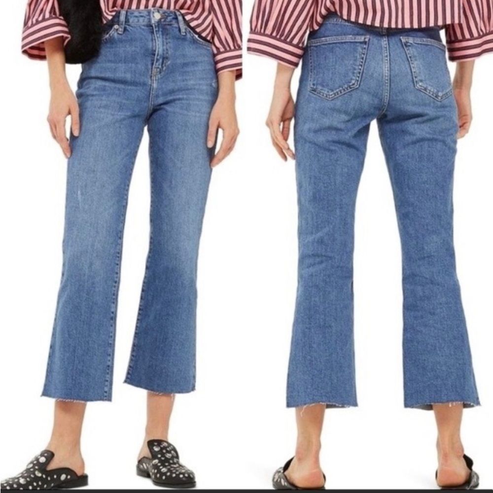 Topshop Moto Dree Women's High Rise Flare Crop Jeans Sz W28/L29 Petite